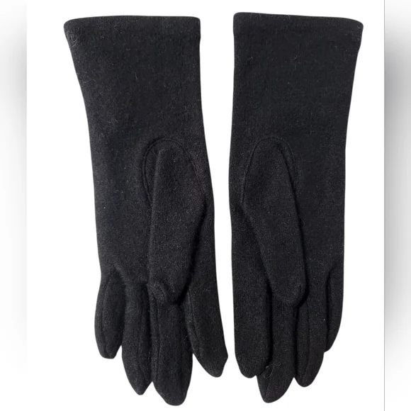 Lauren Ralph Lauren Wool & Cashmere Gloves Black with Button Detail Size Small